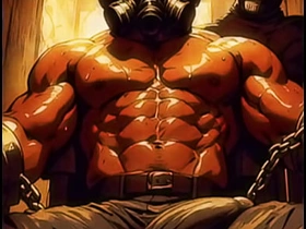 AI生成的蒙面肌肉诱惑：暗室勾引 asian casting couch gay sex videos